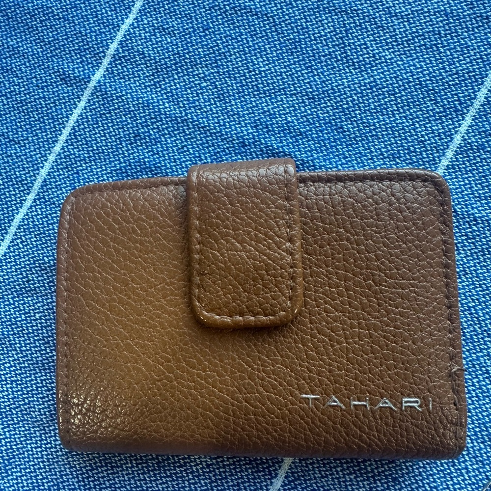 T Tahari Brown Leather Card Holder